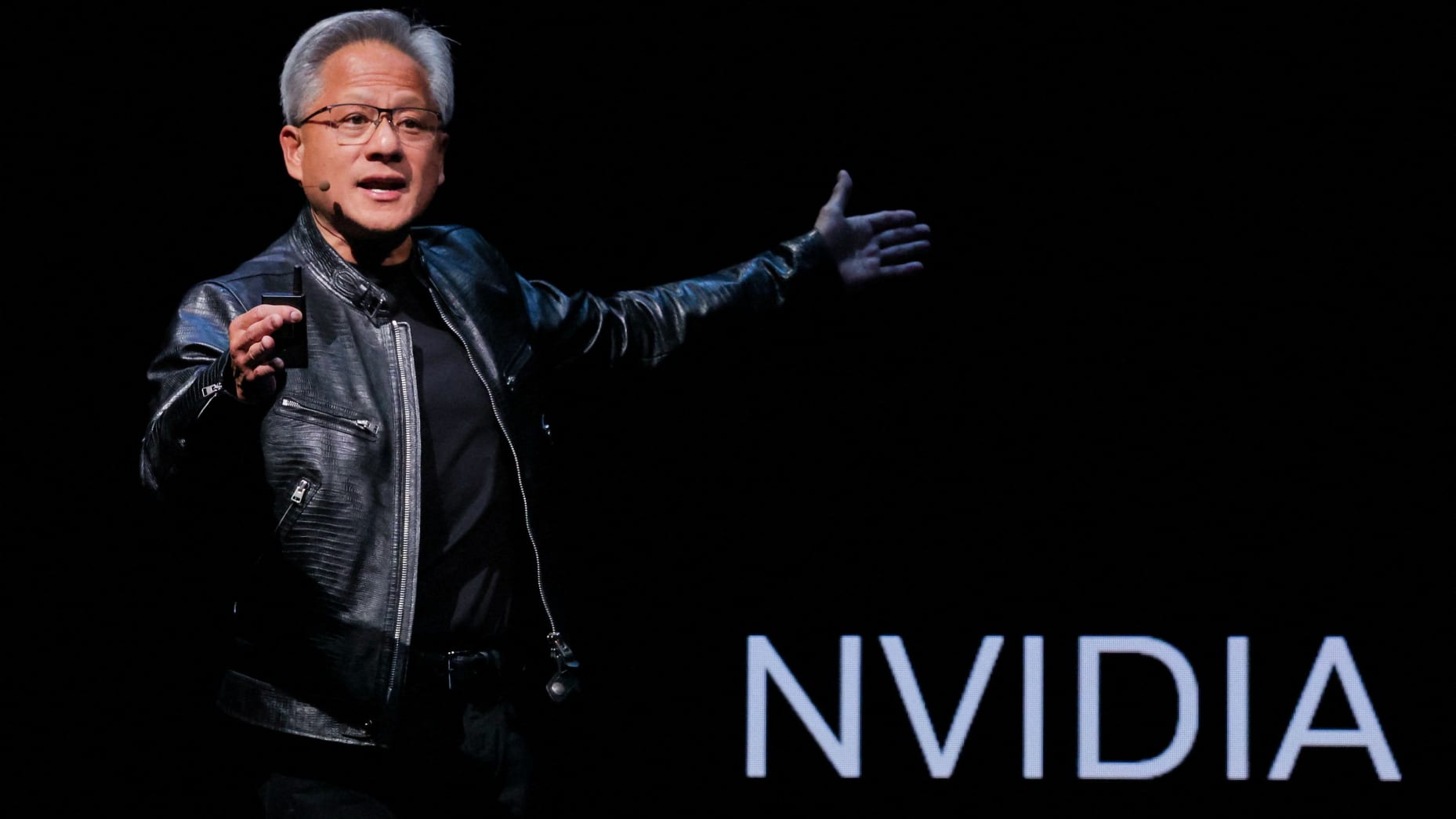 FILE PHOTO:Nvidia CEO Jensen Huang speaks at event ahead of the COMPUTEX forum, in Taipei, Taiwan June 2, 2024. REUTERS/Ann Wang/File Photo