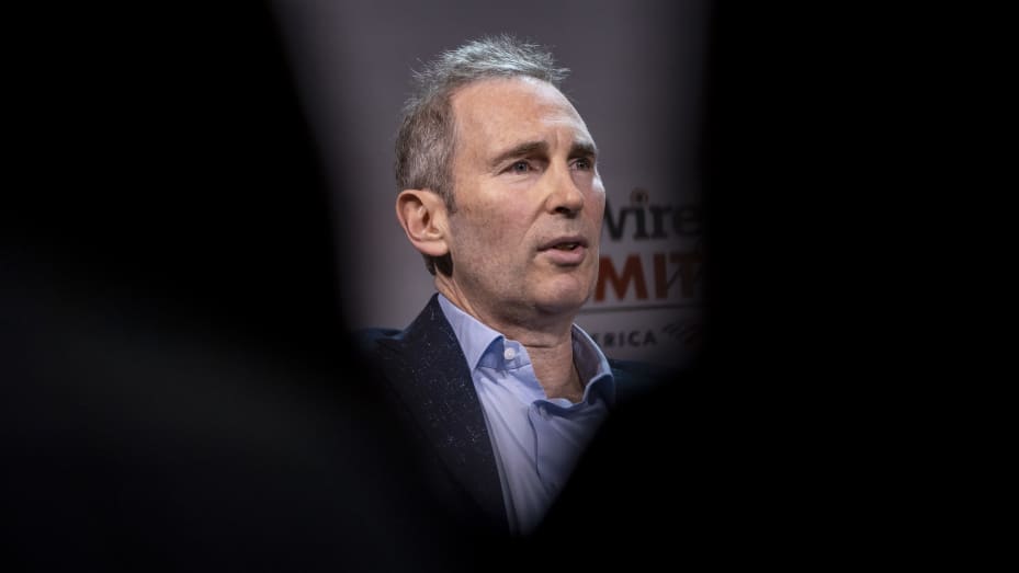 Amazon CEO Andy Jassy speaks during the GeekWire Summit in Seattle on Oct. 5, 2021.